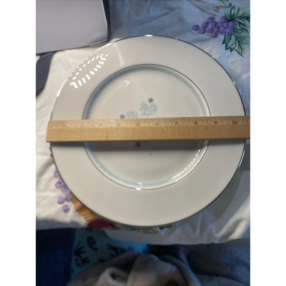 4 Lenox Charmaine MCM Dinner Plates Stunning‎ Platinum Rim VTG U. S. A.